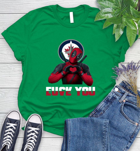 NHL Winnipeg Jets Deadpool Love You Fuck You Hockey Sports Women's T-Shirt 9
