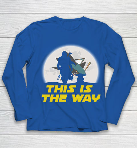 San Jose Sharks NHL Ice Hockey Star Wars Yoda And Mandalorian This Is The Way Youth Long Sleeve 7
