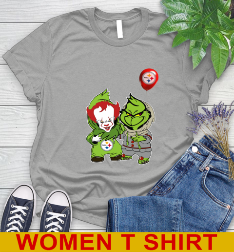 Pittsburgh Steelers Baby Pennywise Grinch Christmas NFL Football Women's T-Shirt 11