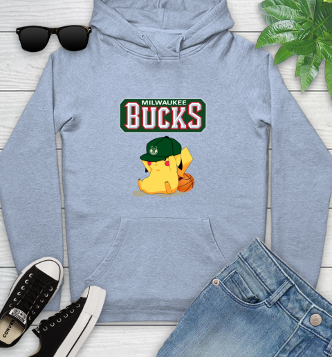NBA Pikachu Basketball Sports Milwaukee Bucks Youth Hoodie 10