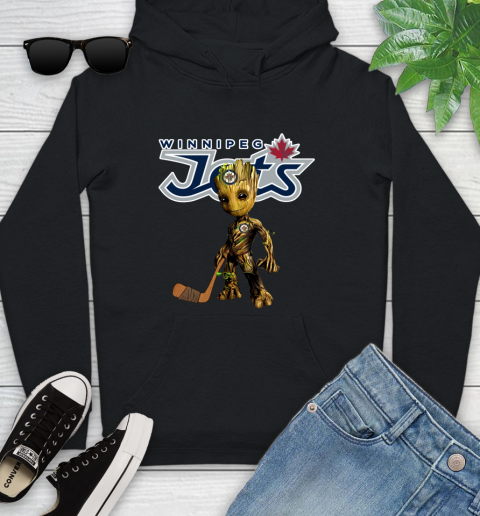 Winnipeg Jets NHL Hockey Groot Marvel Guardians Of The Galaxy Youth Hoodie 2
