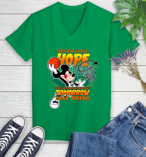 New Orleans Pelicans NBA Basketball Mickey Disney Never Lose Hope Women's V-Neck T-Shirt 5
