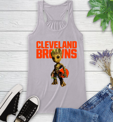 Cleveland Browns NFL Football Groot Marvel Guardians Of The Galaxy Racerback Tank 5