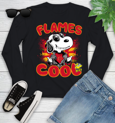 NHL Hockey Calgary Flames Cool Snoopy Shirt Youth Long Sleeve