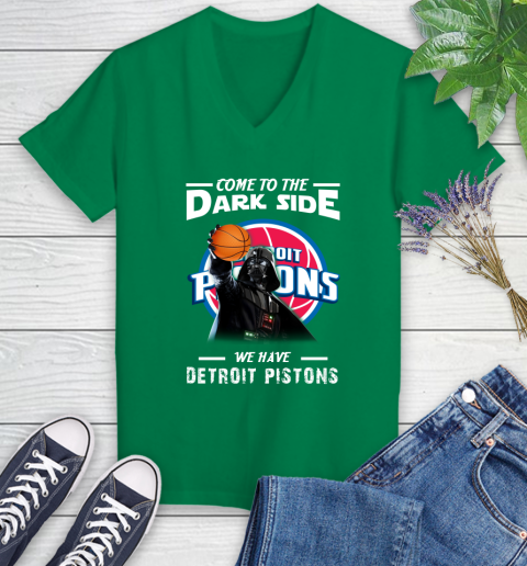 NBA Come To The Dark Side We Have Detroit Pistons Star Wars Darth Vader Basketball Women's V-Neck T-Shirt 5