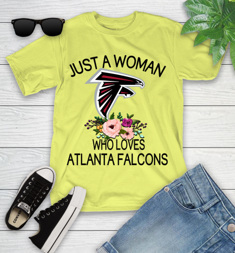 NFL Just A Woman Who Loves Atlanta Falcons Football Sports Youth T-Shirt 5