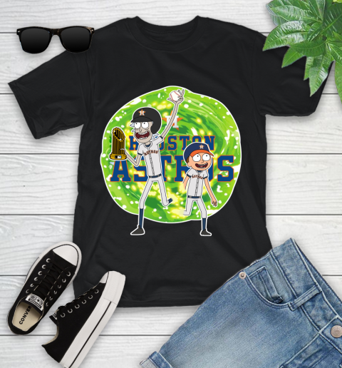 MLB Houston Astros Rick And Morty Commissioner's Trophy Baseball Sports Youth T-Shirt 2