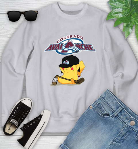 NHL Pikachu Hockey Sports Colorado Avalanche Youth Sweatshirt 4