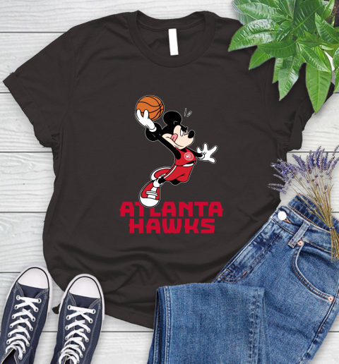 NBA Basketball Atlanta Hawks Cheerful Mickey Mouse Shirt Women's T-Shirt 9