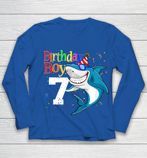 Kids 7th Birthday Boy Shark Shirts 7 Jaw Some Four Tees Boys 7 Years Old Youth Long Sleeve 7