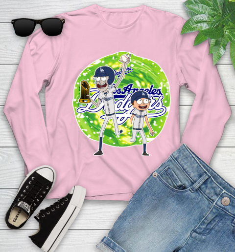 MLB Los Angeles Dodgers Rick And Morty Commissioner's Trophy Baseball Sports Youth Long Sleeve 10