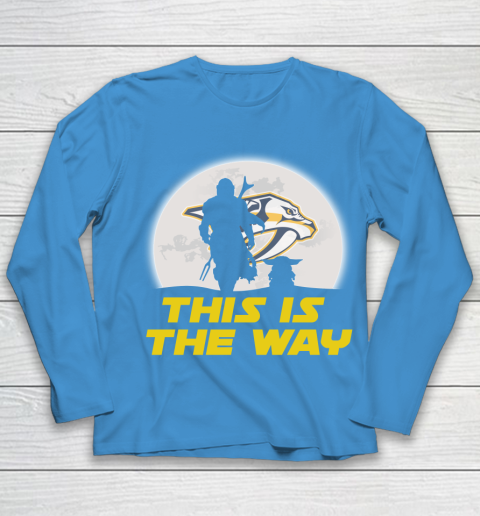Nashville Predators NHL Ice Hockey Star Wars Yoda And Mandalorian This Is The Way Youth Long Sleeve 5