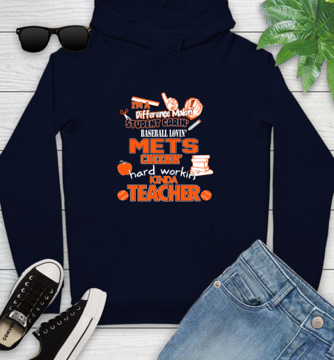 New York Mets MLB I'm A Difference Making Student Caring Baseball Loving Kinda Teacher Youth Hoodie 3