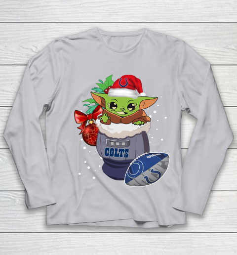 Indianapolis Colts Christmas Baby Yoda Star Wars Funny Happy NFL Youth Long Sleeve 5