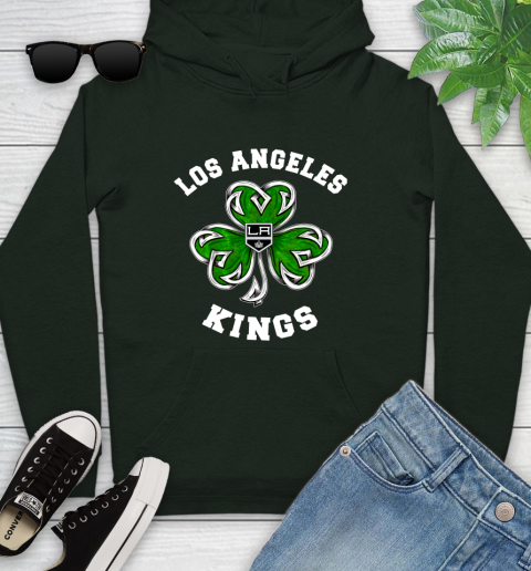 NHL Los Angeles Kings Three Leaf Clover St Patrick's Day Hockey Sports Youth Hoodie 14