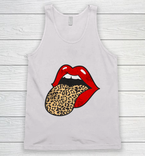 Red Lips Leopard Tongue Trendy Animal Print Tank Top
