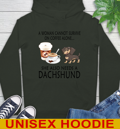 Women cannot survive on coffee alone she also need a DACHSHUND tshirt 24