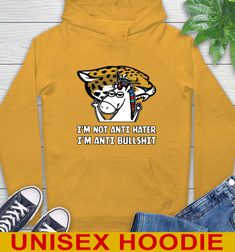 Jacksonville Jaguars NFL Football Unicorn I'm Not Anti Hater I'm Anti Bullshit Hoodie 3