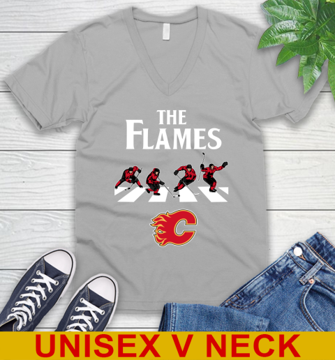 NHL Hockey Calgary Flames The Beatles Rock Band Shirt V-Neck T-Shirt 3