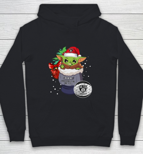 Brooklyn Nets Christmas Baby Yoda Star Wars Funny Happy NBA Youth Hoodie