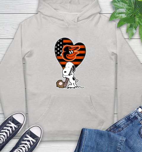 Baltimore Orioles MLB Baseball The Peanuts Movie Adorable Snoopy Hoodie