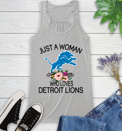 NFL Just A Woman Who Loves Detroit Lions Football Sports Racerback Tank