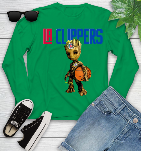 LA Clippers NBA Basketball Groot Marvel Guardians Of The Galaxy Youth Long Sleeve 6