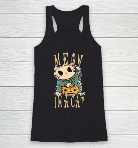 Halloween Shirt For Women and Cat Meow I'm A Cat Halloween Racerback Tank