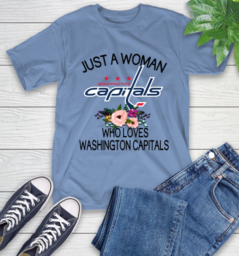 NHL Just A Woman Who Loves Washington Capitals Hockey Sports T-Shirt 11