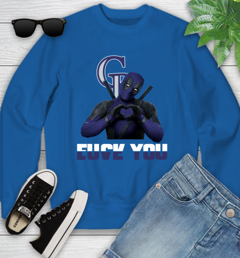 MLB Colorado Rockies Deadpool Love You Fuck You Baseball Sports Youth Sweatshirt 7