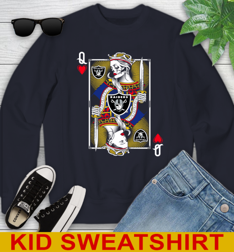 NFL Football Oakland Raiders The Queen Of Hearts Card Shirt Youth Sweatshirt 2