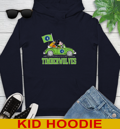 NBA Basketball Minnesota Timberwolves Pluto Mickey Driving Disney Shirt Youth Hoodie 4