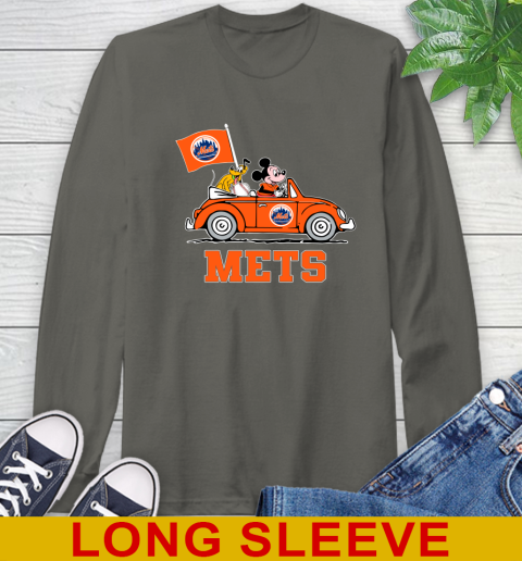 MLB Baseball New York Mets Pluto Mickey Driving Disney Shirt Long Sleeve T-Shirt 8