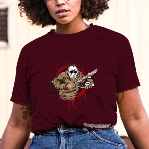 Air Jordan 1 NRG Gold Toe Matching Sneaker Tshirt Jason Voorhees Black and Gold Jordan Tshirt