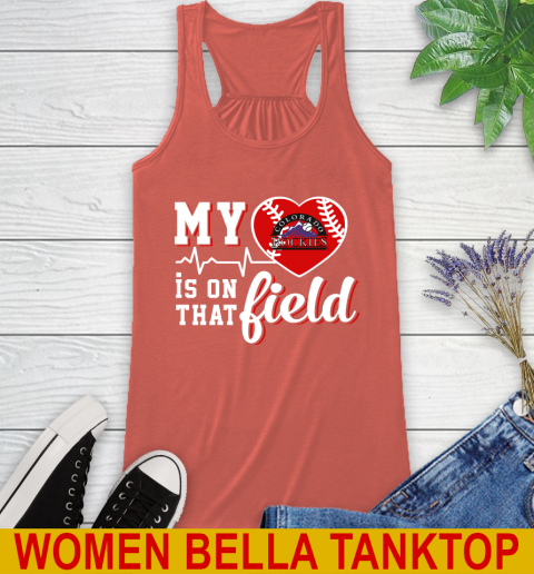 MLB My Heart Is On That Field Baseball Sports Colorado Rockies Racerback Tank 3
