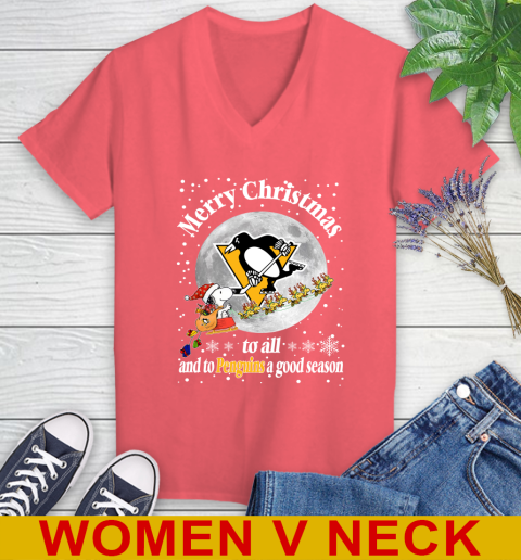 Pittsburgh Penguins Merry Christmas To All And To Penguins A Good Season NHL Hockey Sports Women's V-Neck T-Shirt 6