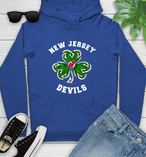 NHL New Jersey Devils Three Leaf Clover St Patrick's Day Hockey Sports Youth Hoodie 11