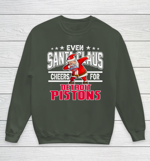 Detroit Pistons Even Santa Claus Cheers For Christmas NBA Youth Sweatshirt 8