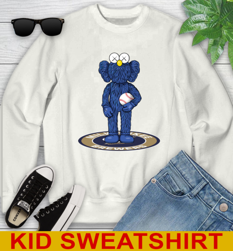 MLB Baseball Milwaukee Brewers Kaws Bff Blue Figure Shirt Youth Sweatshirt