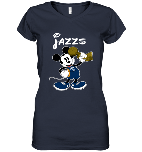 Mickey utah jazz Women's V-Neck T-Shirt