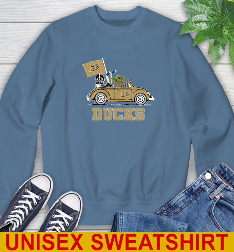 NHL Hockey Anaheim Ducks Darth Vader Baby Yoda Driving Star Wars Shirt Sweatshirt 8