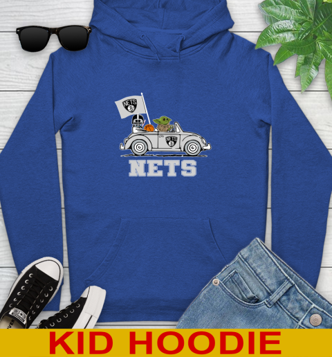 NBA Basketball Brooklyn Nets Darth Vader Baby Yoda Driving Star Wars Shirt Youth Hoodie 10
