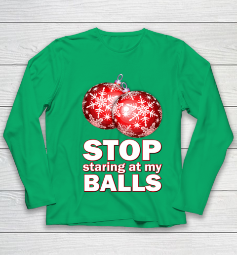 Stop Staring at my Balls Funny Christmas Holiday Pajama Youth Long Sleeve 4