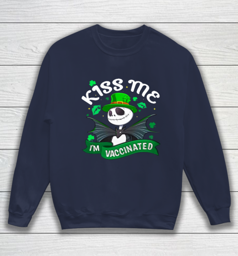 Kiss Me I'm Vaccinated Patrick's Day Jack Skellington Sweatshirt 2
