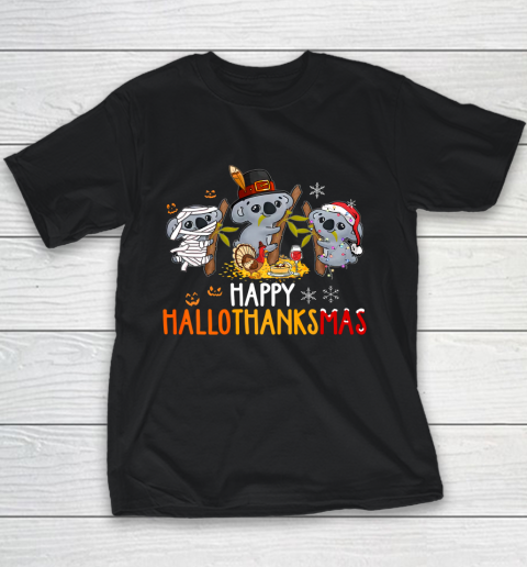 Koala Halloween And Merry Christmas Happy Hallothanksmas Youth T-Shirt