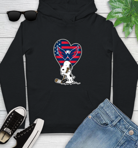 Washington Capitals NHL Hockey The Peanuts Movie Adorable Snoopy Youth Hoodie 2