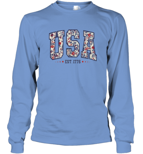 Floral Usa Est 1776 Shirt American Girl Shirt Girly 4Th Of
