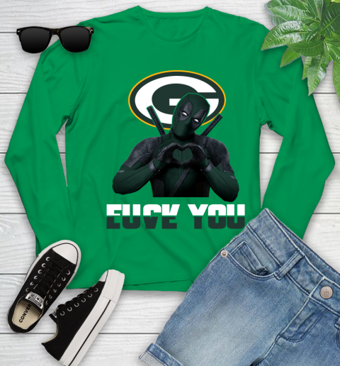NHL Green Bay Packers Deadpool Love You Fuck You Football Sports Youth Long Sleeve 7