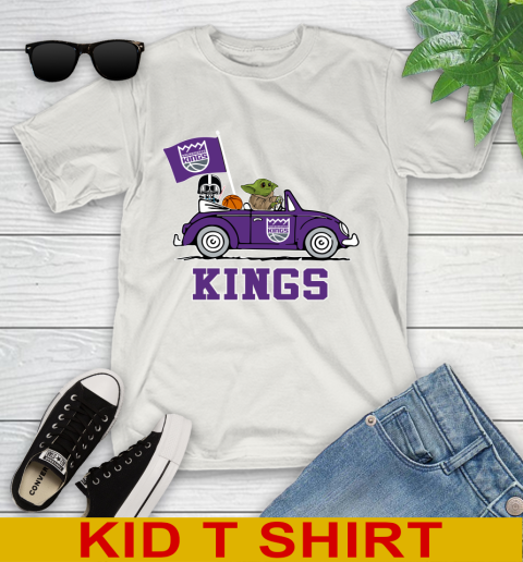 NBA Basketball Sacramento Kings Darth Vader Baby Yoda Driving Star Wars Shirt Youth T-Shirt 12