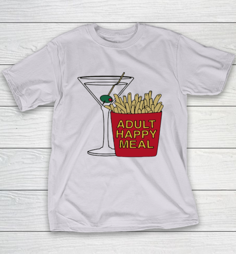 Adult Happy Meal Martini And Fries Youth T-Shirt 3